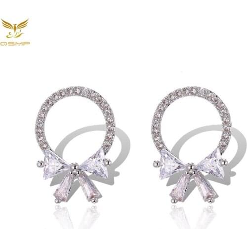 XF-EH018 Womens Fashion Korean Earrings Jewelry for Women Round Bow Earrings Gift Earrings for Women 2020