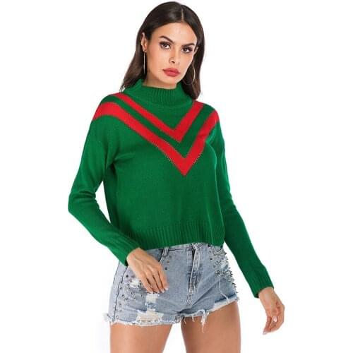 Womens Turtleneck Sweater Autumn Winter Ladies Long Sleeve Casual Contrast Loose Knitted Shirts Pullover Tops Jumpers