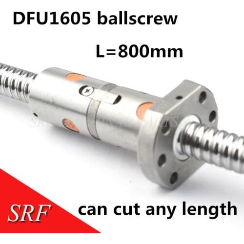 100% Brand New 16mm Ballscrew DFU1605 Rolled Ball Screw L=800mm +1pcs Double Ball nut without end machined for CNC parts