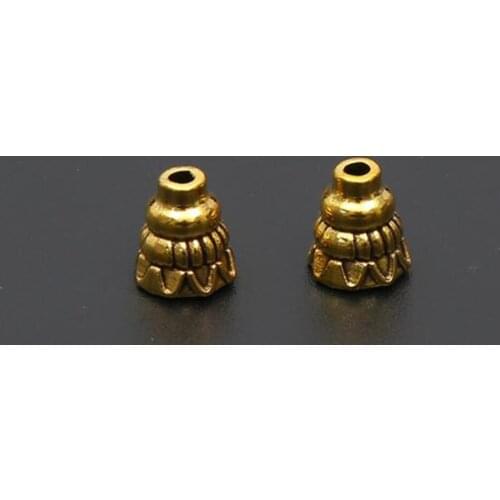 100 Pieces Brass Flower Spacer Beads Caps Jewelry Making DIY Charms Tassel Accessory Tower Shape
