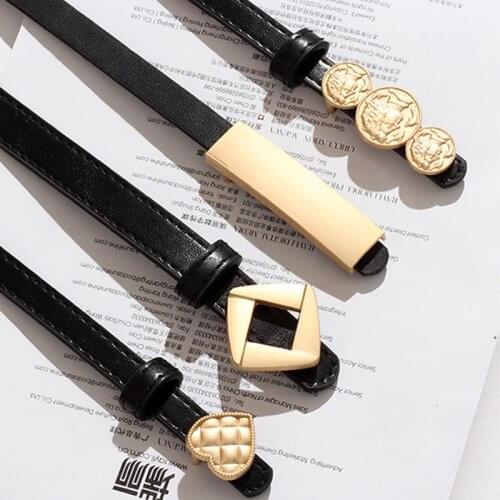 14 Styles Leather Thin Belt For Women Metal Buckle Waist Strap Luxury Brand Designer Female Dress Trouser Decoration Waistband
