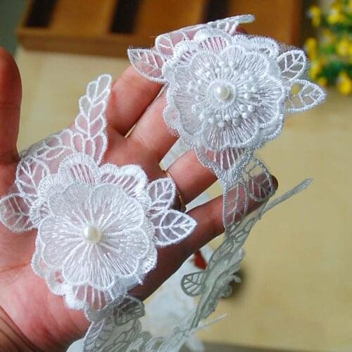 20Yards 3D Flowers Dress Decoration Lace Fabric Applique Patch Trimming Sewing Supplies DIY Sewing Craft For Cloth Hat Shoes