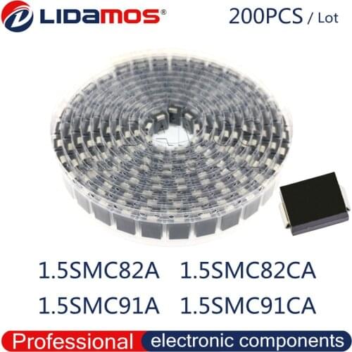 200PCS TVS 1.5SMC82A 82A 1.5SMC82CA 82C 1.5SMC91A 91A 1.5SMC91CA 91C SMC DO-214AB SMD Transient suppression Diode High quality