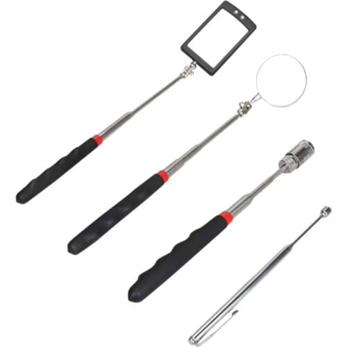 4 Pack Magnetic Pick-Up Tool,Telescoping 8 Lb/1.5 Lb Pick Up Sticks and 360 Swivel Inspection Mirror with Led Light for Extra