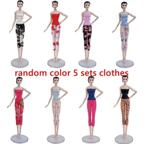5sets/lot Random Fashion Doll Clothes For Barbie Doll Lace Top & Shorts Legging Outfits For Barbie Doll 1/6 Doll Accessories