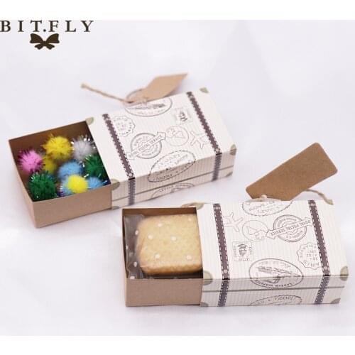 5pcs Mini Suitcase Candy Boxes Travel Gift Box Paper Wedding Birthday Christmas Favor Present Boxes Chocolate Packaging Bag
