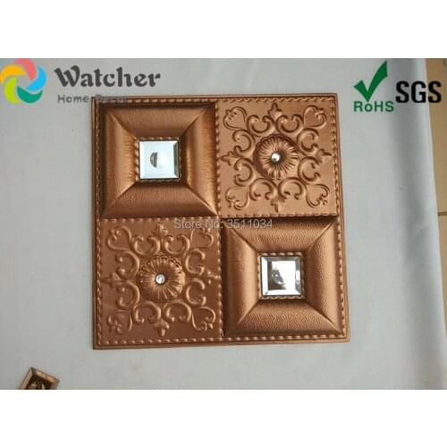 Brand new 1box 8pcs Classic Faux Leather Wall Panel with Diamonds 3D Board leather 3d wall panel for carving Decorative