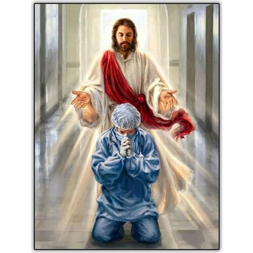 5d Diamond Painting Cross Stitch Kit Jesus Christ Doctor Angel Prayer Wall Art Picture Full Drill Square Diamond Paint Mosaic