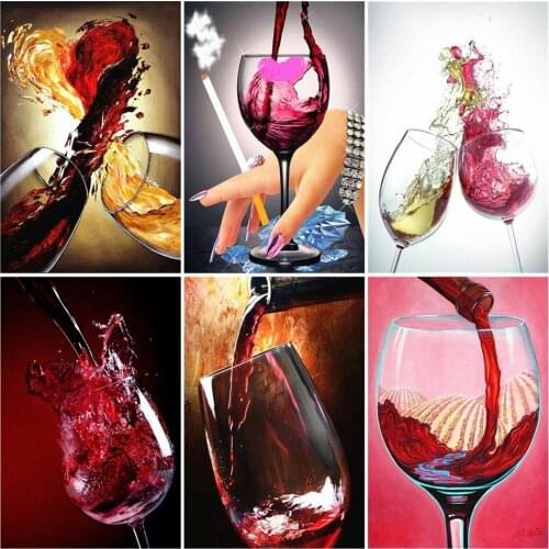AZQSD Full Square Drill Diamond Embroidery Sale Red Wine DIY Needlework Diamond Painting Glass Home Decoration Full Kits