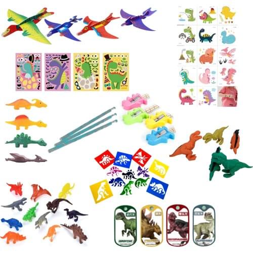Freeship Dinosaur Dino Party Toys Incl.Dinosaurs Stickers Tatoo Flying Glider Finger Shot Pencils Erasers kids children mini toy