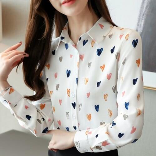 Fashion Woman Blouses 2021 Turn Down Collar Office Ladies Tops Women Print Chiffon Blouse Long Sleeve Blouse Women Shirts B990