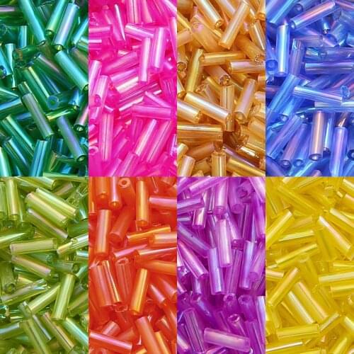 300Pcs 7mm Colorful Glass Tube Seed Beads Charm Czech Glass SeedBeads DIY Bracelet Necklace Beads For Jewelry Making DIY Sewing