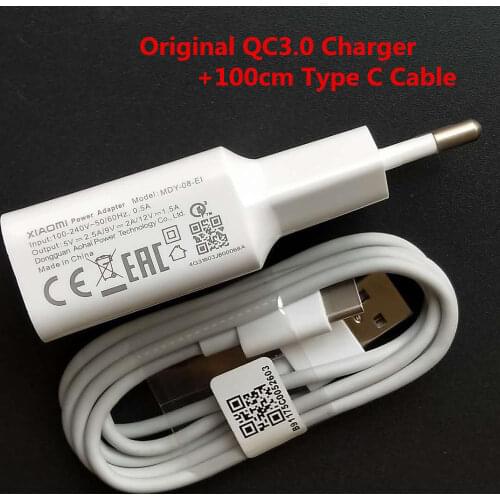 Original Xiaomi Mi 6 6x Fast Charger USB QC3.0 Quick Charge adapter Type C Cable For Mi CC9 CC9E 9t 9se 8 8SE Redmi Note 7 8 pro