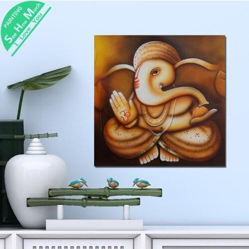1 Piece Ganesha Gold God Yellow HD Printed Canvas Wall Art Posters and Prints Poster Painting Framed Artwork Room Decoration