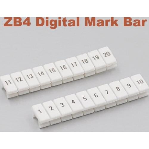 ZB4 digital marker strips for UK-1.5N Din Rail Terminal Block Mark bar morsettiera ZB-4 bornier terminals marking label