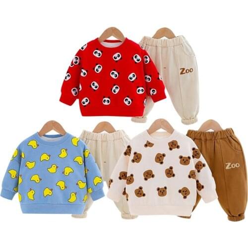 Children Girls Animal Print Sweater Kids Casual Jacket + Trousers Baby Pullover Pants 2Pcs Suit Newborn Boys Clothing Outfit