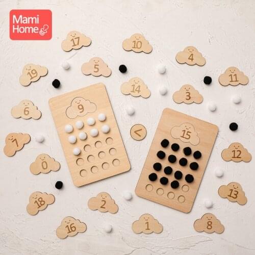 1-20 Number Boards Montessori Counting Sorting Toy Preschool Education Math Stacking Block Learning Wood Chunky Jigsaw Baby Toy
