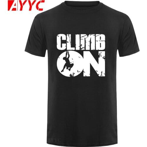 AYYC T Shirt Tshirt Climb on Letter Print Brand T Shirts for Men Cotton Slim Fit Casual T Shirts Short Sleeve Tee Tshirt Homme