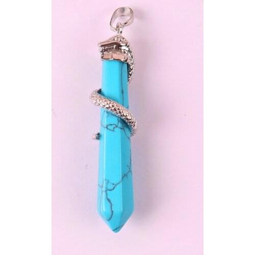 Blue Howlite Bead Pendant Snake Jewelry For Woman Gift 1PCS S590