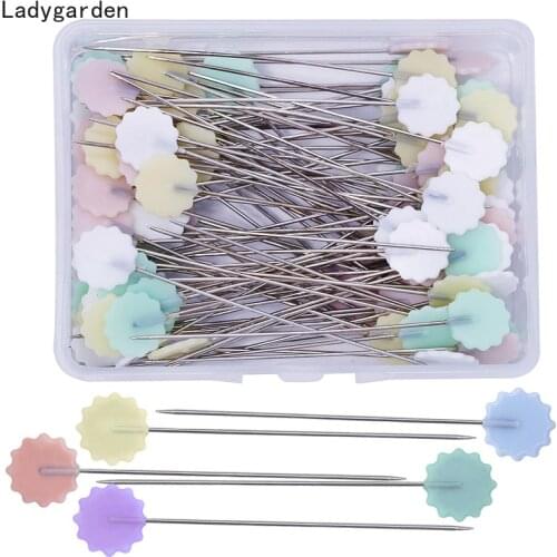 500PCS Dressmaking Pins Button Head Patchwork Needle Pins Positioning Pin Apparel Sewing Needles Accessories with Plastic Box