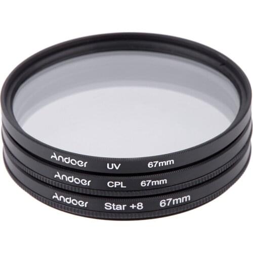 Andoer 67mm UV + CPL + Star 8-Point Filter Kit Camera Filters with Case for Canon Nikon Sony DSLR Camera Lens Photography