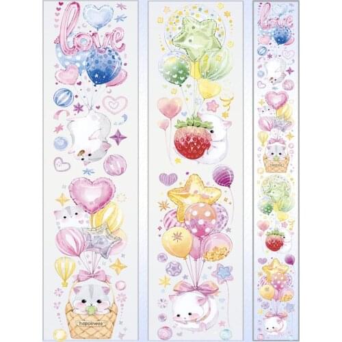 Lovely Balloon Rat2 Clear Pet Tapes for Card Making Bullet Journal DIY Scrapbooking Label Stickers