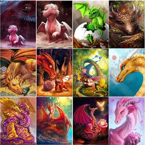 Cuadros dirll drawing full square 5d diamond painting kit set Dragon lizard fantasy animal girl complet embroidery Cross stitch