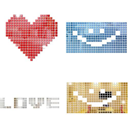 100PCS/Pack Acrylic Square Mirror Stickers Solid Thick Wall Film Suitable For Smooth Surface Paste Perfect For Home Decoration