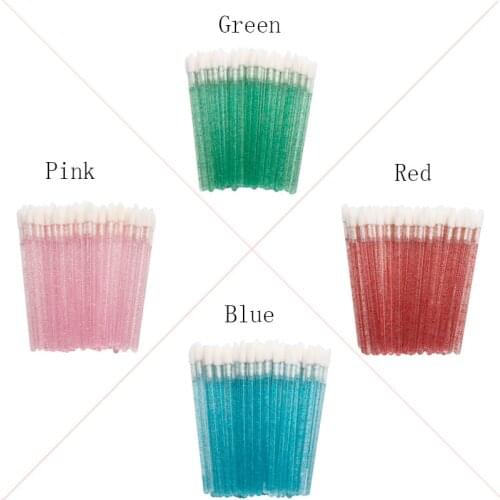 New 50 pcs/lot disposable eyelash extension clean wand brush Diamond Handle Lipstick Brush Gloss Wands cosmetic Make Up Tools