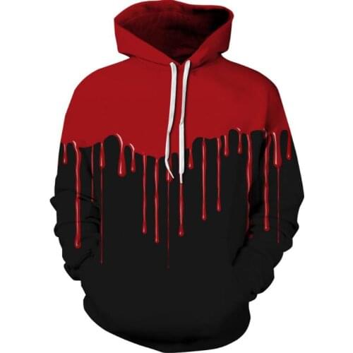 New Fashion Men/Women 3d Sweatshirts Print Red Black Hoodies with hat Autumn Winter Hooded Pullovers Tops Unisex Hoody