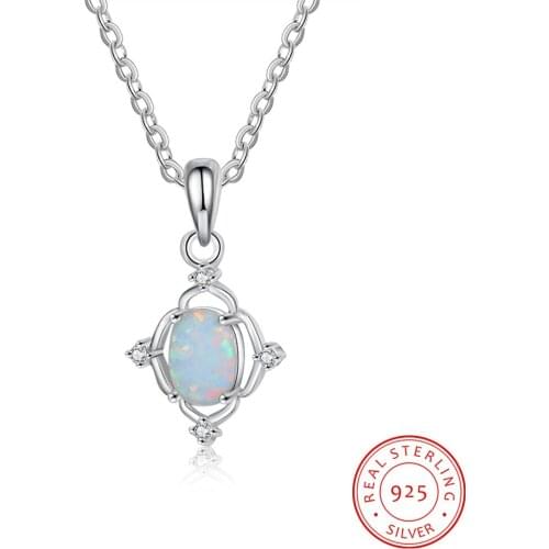 Created Fire Opal Necklaces 925 Sterling Silver Necklaces Pendants Clear Zircon Women Silver 925 Jewelry Christmas Gifts