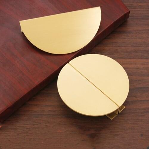 A Pair of Modern Simple Copper Handles Nordic Semi-circular Wardrobe Sub-cabinet Wardrobe Split Brass Drawer Door Handles