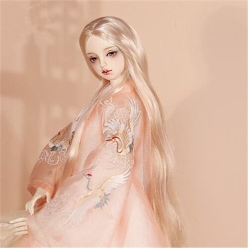 BJD doll wig suitable for 1/3, 1/4, 1/6 size milk silk medium parting straight hair 38cm doll accessories multi-color optional