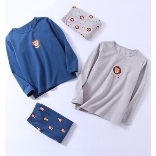 2PCS Toddler Girls Long Sleeve Pajamas Sets Baby Boys Cartoon Lion Print Nightwear New Autumn Kids Sleepwear Childrens Clothing