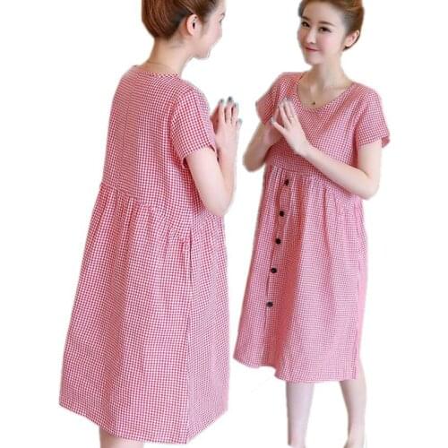 Maternity Dresses For Women Pregnant Pregnancy Dress Plaid Loose Plus Size Clothes For Women Pregnant Dresses Maternity Clothes