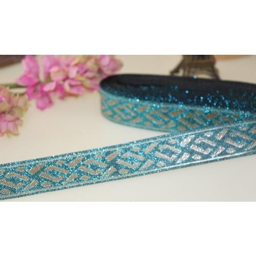 24mm wide 15yards Polyester folk style Geometric Woven Jacquard Ribbon