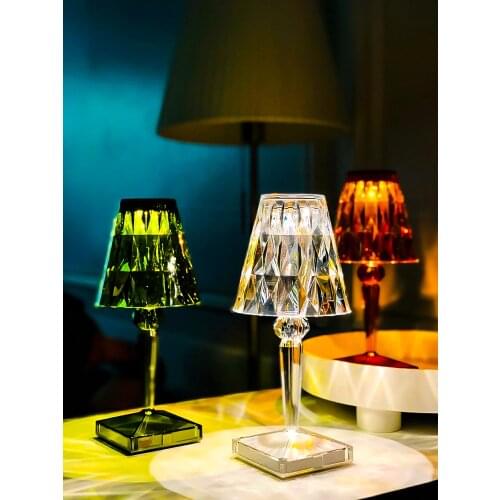 Bedside creative atmosphere night light touch bedroom light luxury net red color crystal rechargeable table lamp