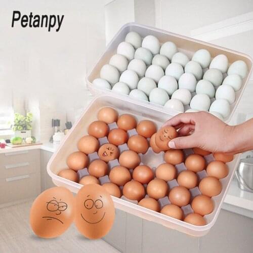 Clear 34 Grid Single-Layer Egg Box Basket Organizer Plastic Food Container Storage Box Home Kitchen Case