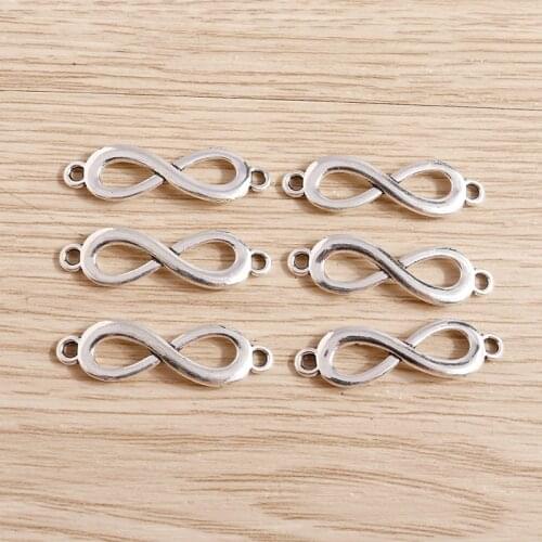 20pcs 8*29mm Fashion Symbol Infinity Charms Connector for Necklaces Accessories Bracelets Making Handmade DIY Jewelry Finding