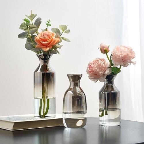 Nordic Glass Vase Silver Gradient Dried Nordic Flower Vase Decoration Home Decoration Plants Pots Furnishing Christmas Gift