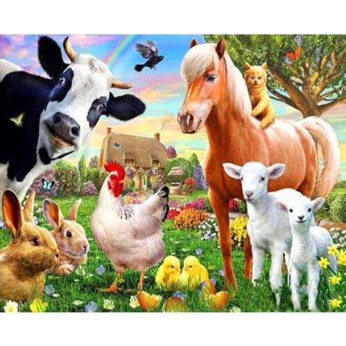 Rhinestone 5D,DIY,Diamond Embroidery,farm animal,cow,sheep,horse,Diamond Painting,Cross Stitch,Mosaic kits,Full Drill,TY453