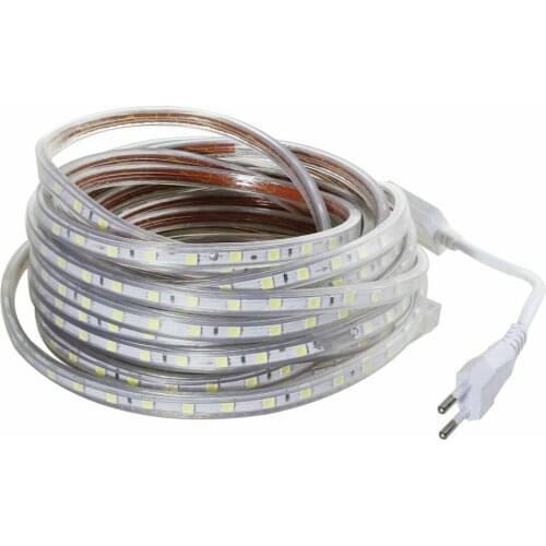 Led Light Strip 220V Diode Tape Flexible SMD 5050 1M 5M 10M 15M 20M LedStrip Waterproof IP67 220V Led Light Strip Warm White
