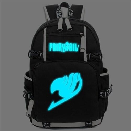 Anime Fairy Tail Cartoon Luminous Student School Shoulder Bag Teenage Laptop Travel Bags Cosplay Backpack