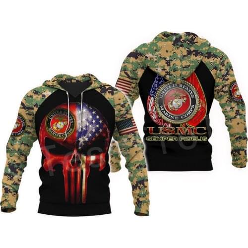 Tessffel America Marine Camo Skull Pullover Soldier Army NewFashion Harajuku 3DPrint Zip/Hoodie/Sweatshirt/Jacket/Men/Women B-12