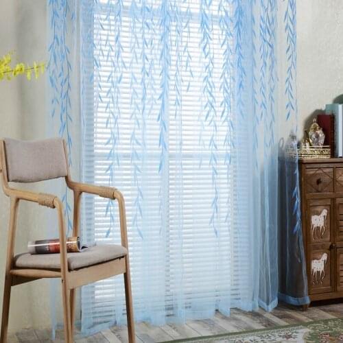 Willow Pattern Tulle Curtains Modern Curtains For Living Room Transparent Tulle Curtains Window Drapes Sheer For The Bedroom