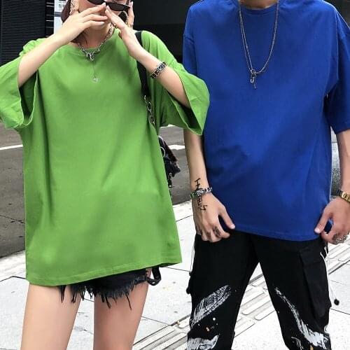 Plus Size Tshirts Cotton Women T-shirt Harajuku Korean Vintage Streetwear Men O-neck Half Sleeves Summer T Shirt Unisex Clothing