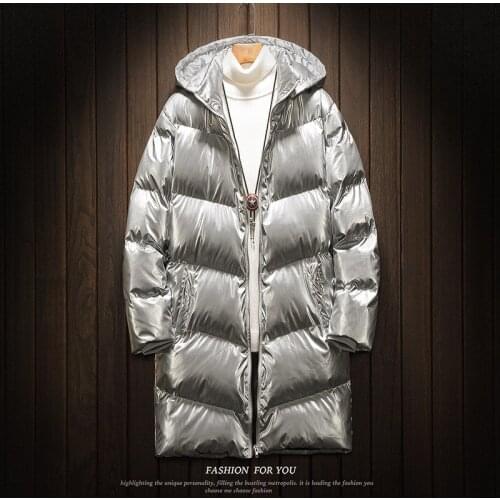 Winter Bright Cotton Padded Womens Solid Color Long Cotton Padded Jacket In Korean Version