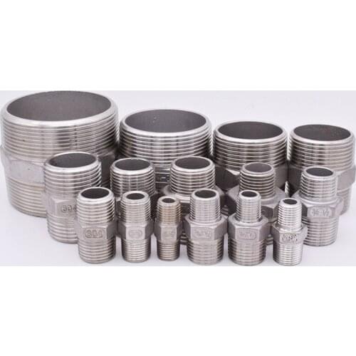 1/4" 3/8" 1/2" 3/4" 1" 1-1/4" 1-1/2" 2" BSP Male Thread Hex Nipple Stainless Steel Reducing Pipe Fitting Equal Adapter