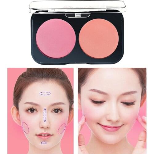1pcs Two-tone Blusher Palette Repair Smooth Long Lasting Waterproof Sweatproof Natural Rouge Tray New Makeup Cosmetics TSLM1