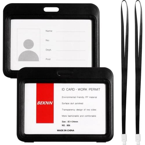 1Pc Fashion ID Card Protector Badge Holder Two sided Transparent Waterproof With Lanyard Double Side Record Card Office Supplies